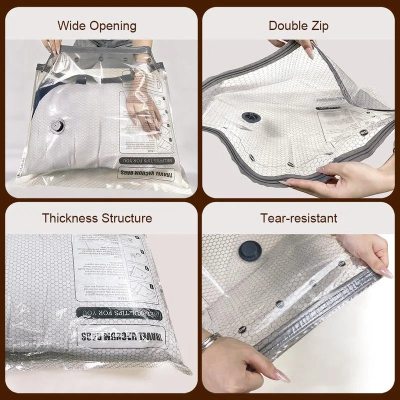 Vacuum Bags for Travel with Rechargeable Pump, Compression Packing Bags for Luggage