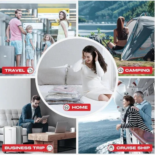 Vacuum Bags for Travel with Rechargeable Pump, Compression Packing Bags for Luggage