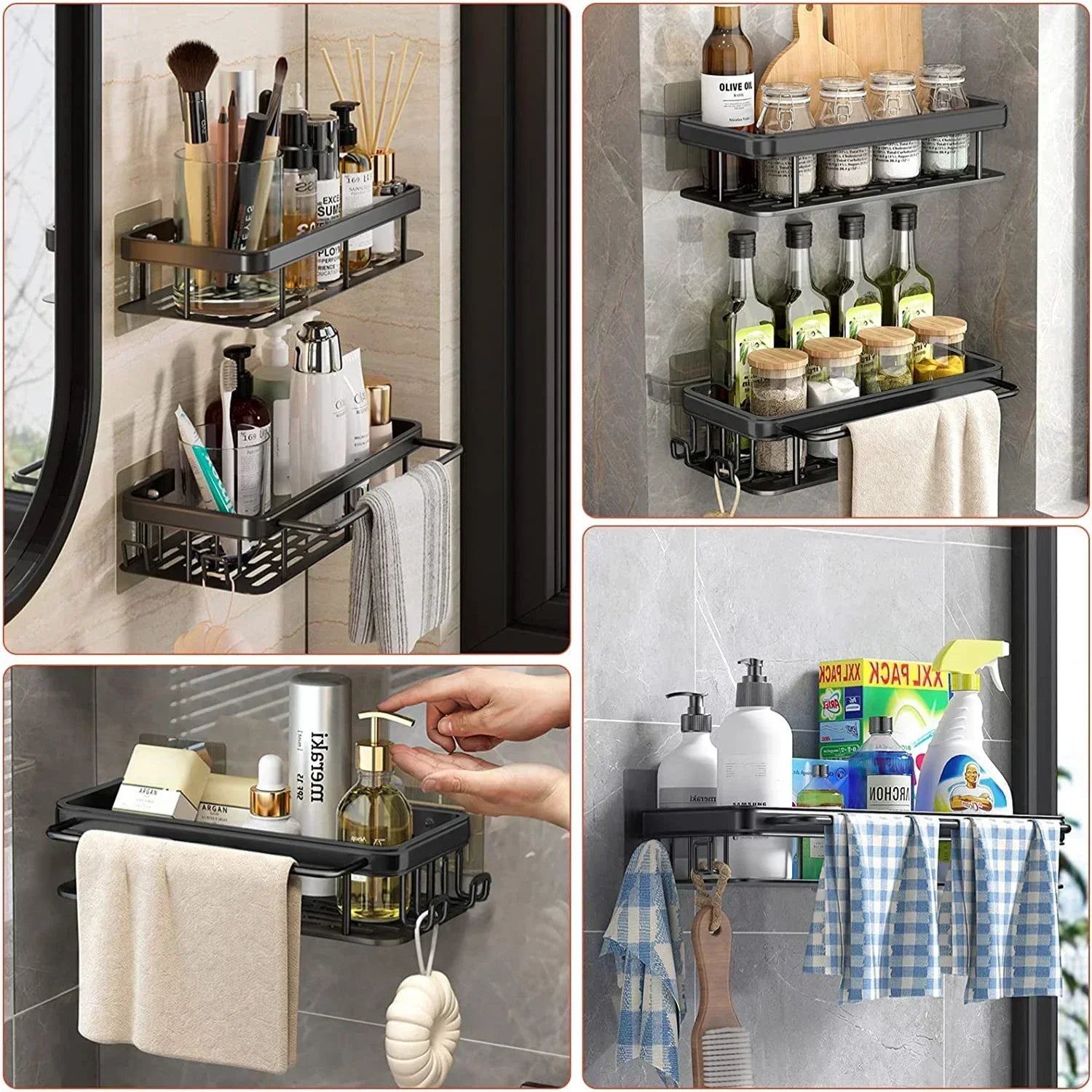 Bathroom Storage Organizer Aluminum Alloy Shelf Rack
