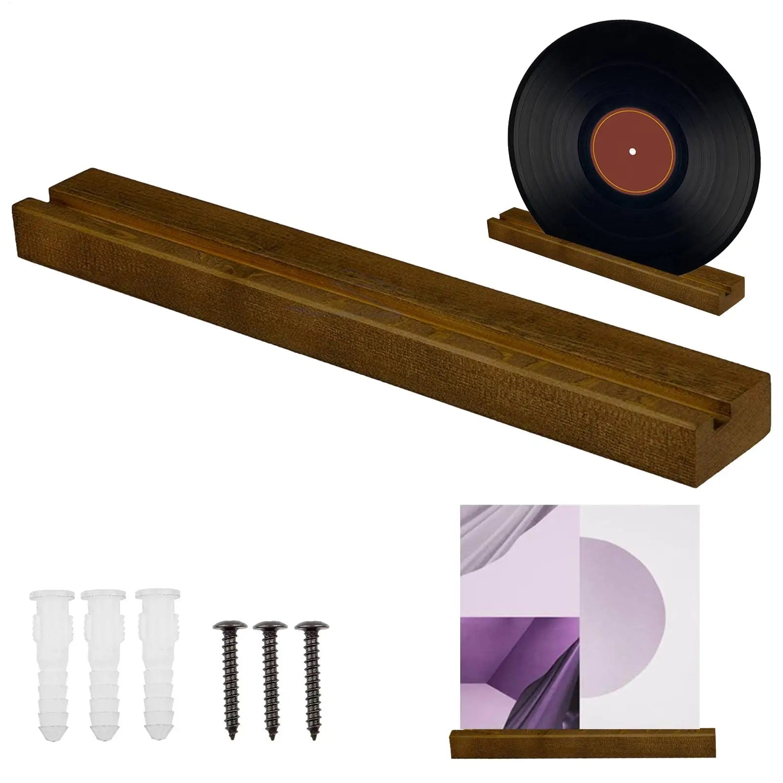 Wooden Wall Mount Vinyl Record Holder
