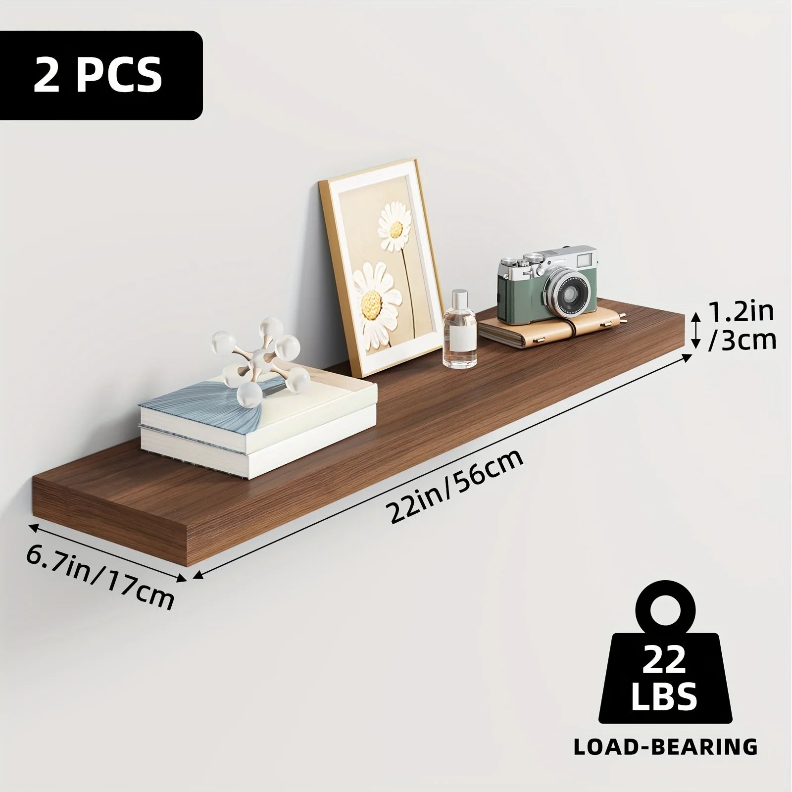 Floating Wooden Wall-Mounted Shelves- TOMNK 2/4/6pcs Set