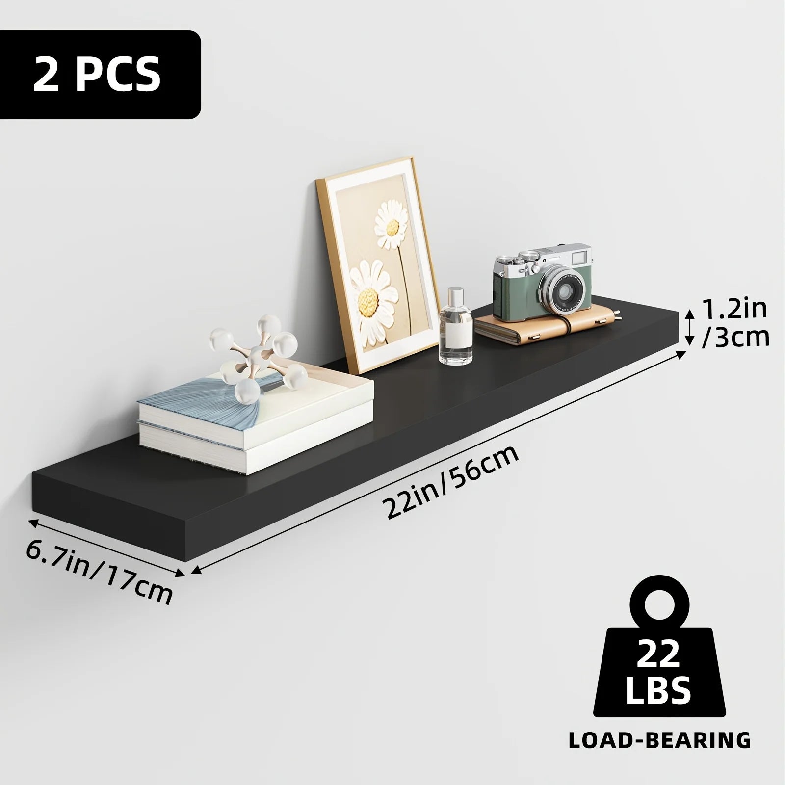 Floating Wooden Wall-Mounted Shelves- TOMNK 2/4/6pcs Set