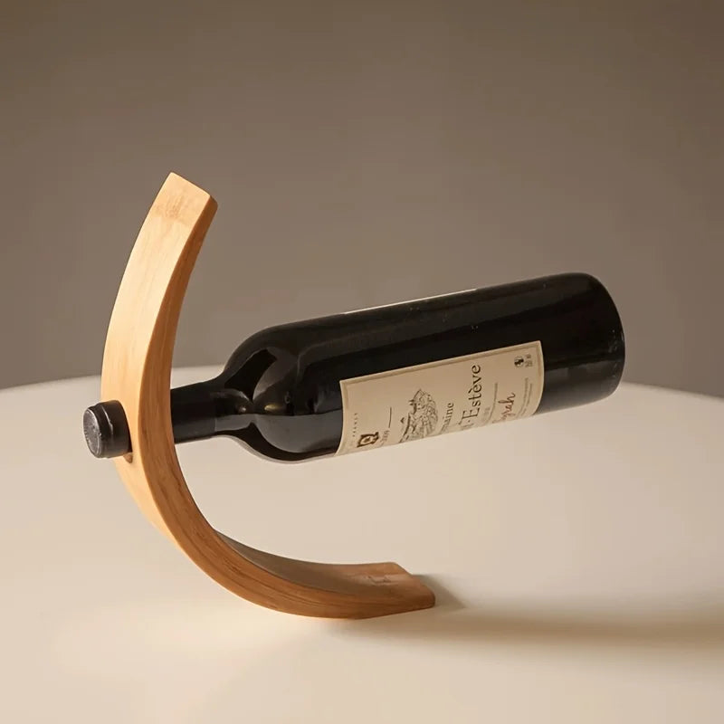 Floating Wooden Wine Bottle Stand