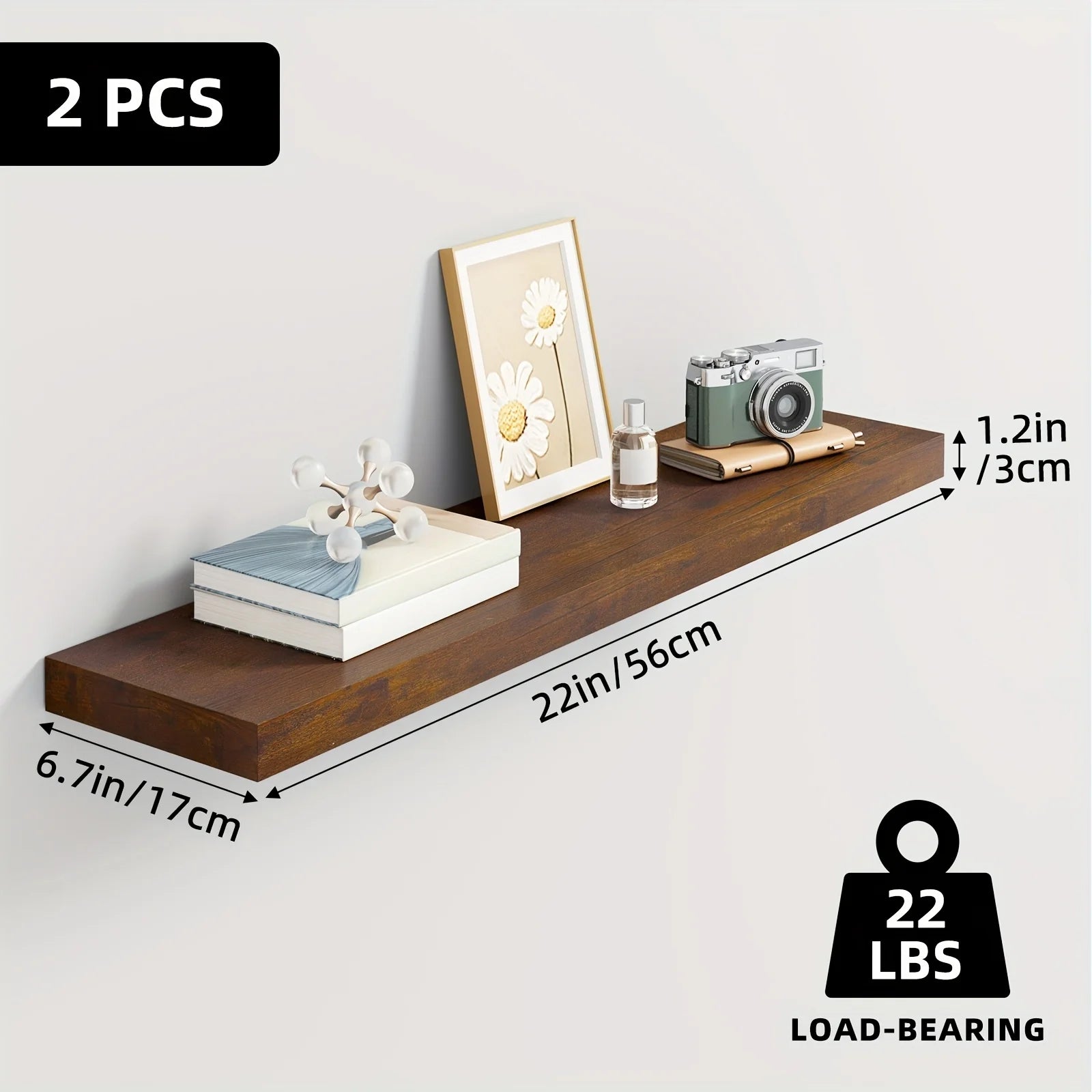 Floating Wooden Wall-Mounted Shelves- TOMNK 2/4/6pcs Set
