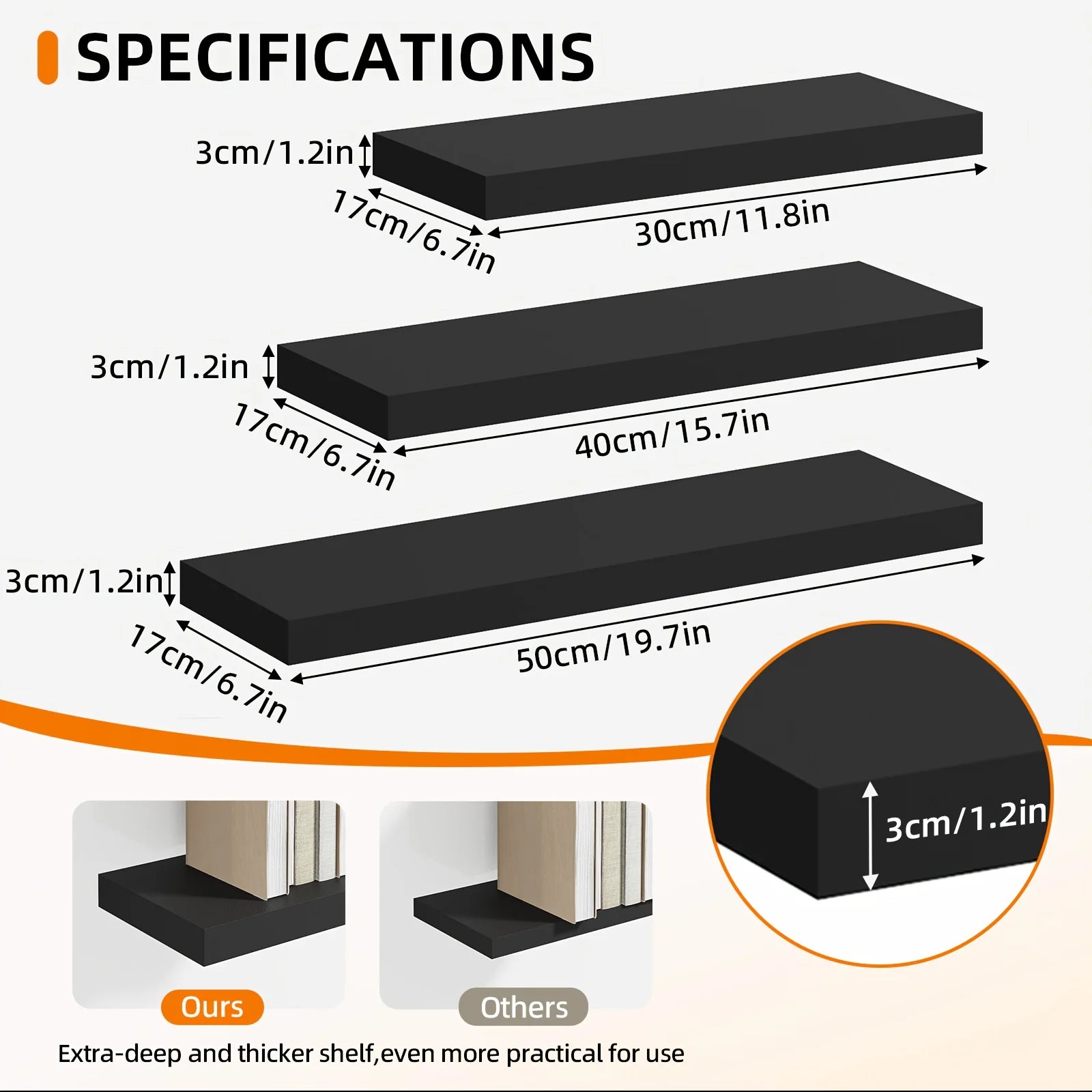 Floating Wooden Wall-Mounted Shelves- TOMNK 2/4/6pcs Set