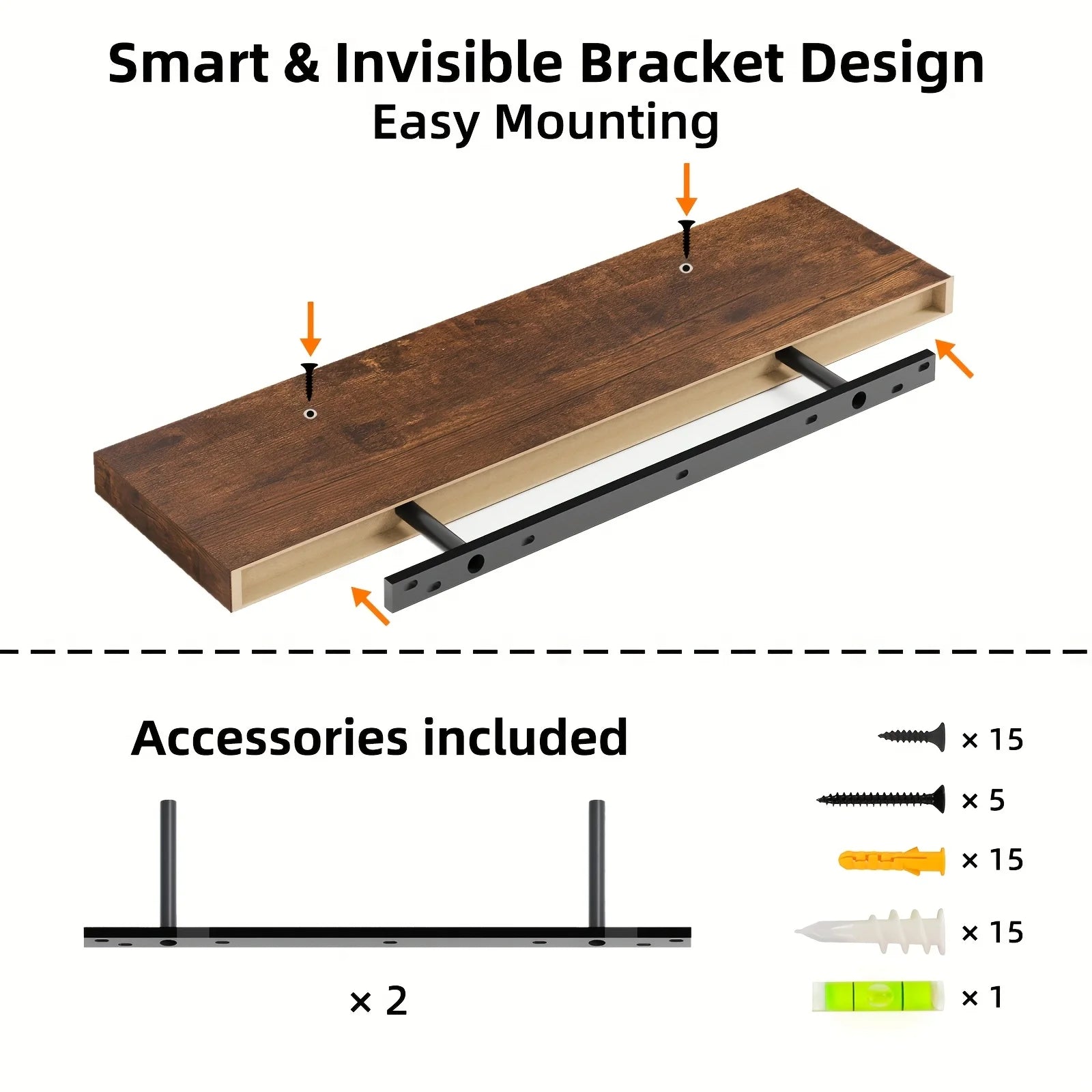 Floating Wooden Wall-Mounted Shelves- TOMNK 2/4/6pcs Set