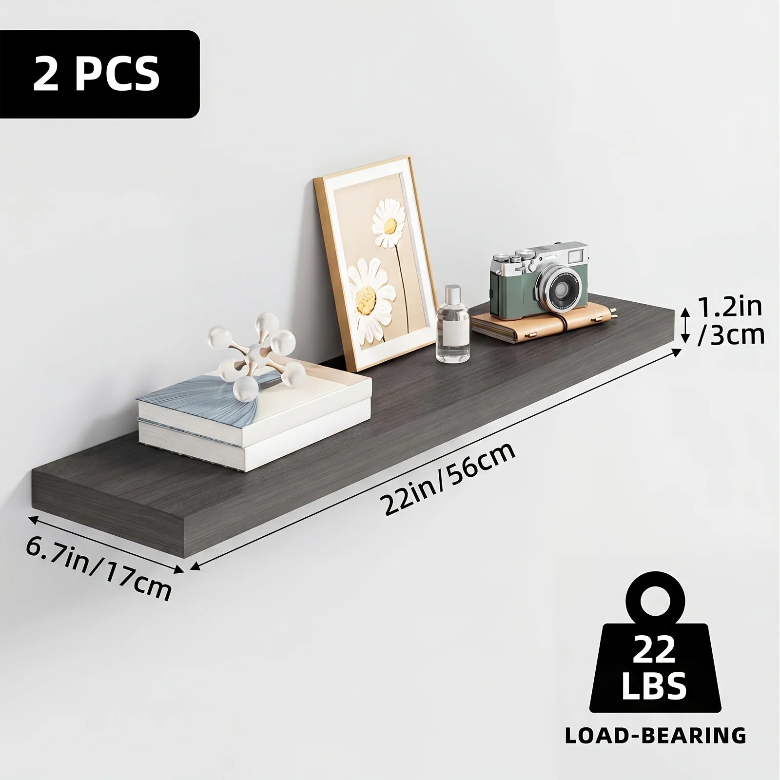 Floating Wooden Wall-Mounted Shelves- TOMNK 2/4/6pcs Set