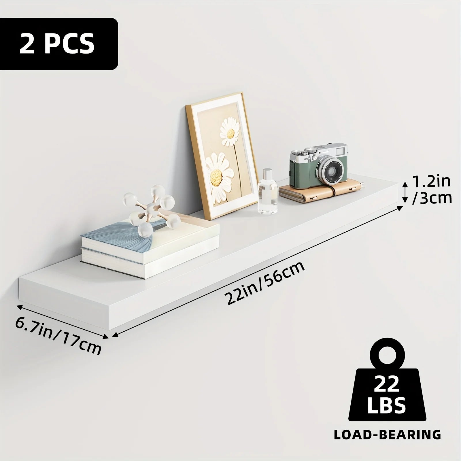 Floating Wooden Wall-Mounted Shelves- TOMNK 2/4/6pcs Set