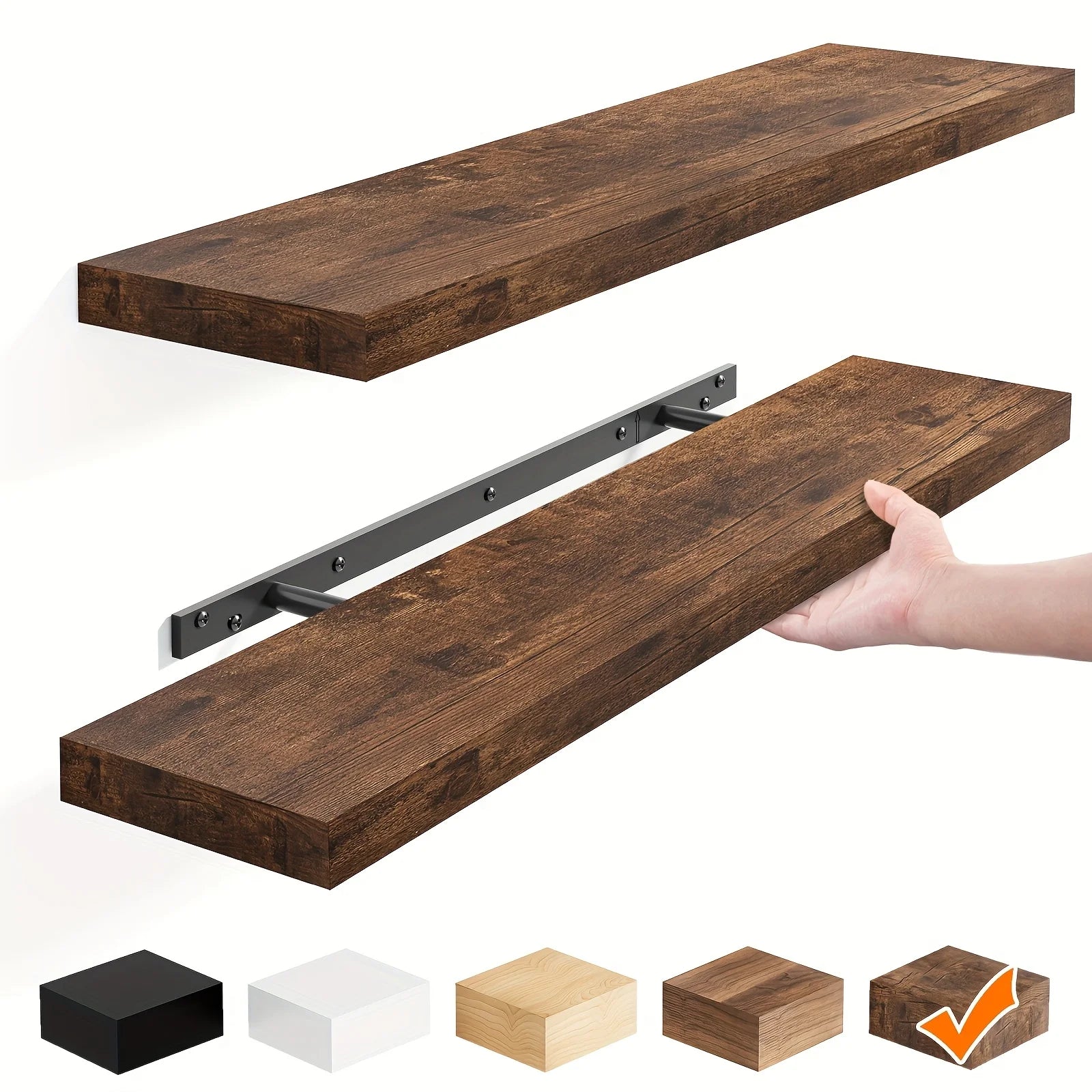 Floating Wooden Wall-Mounted Shelves- TOMNK 2/4/6pcs Set