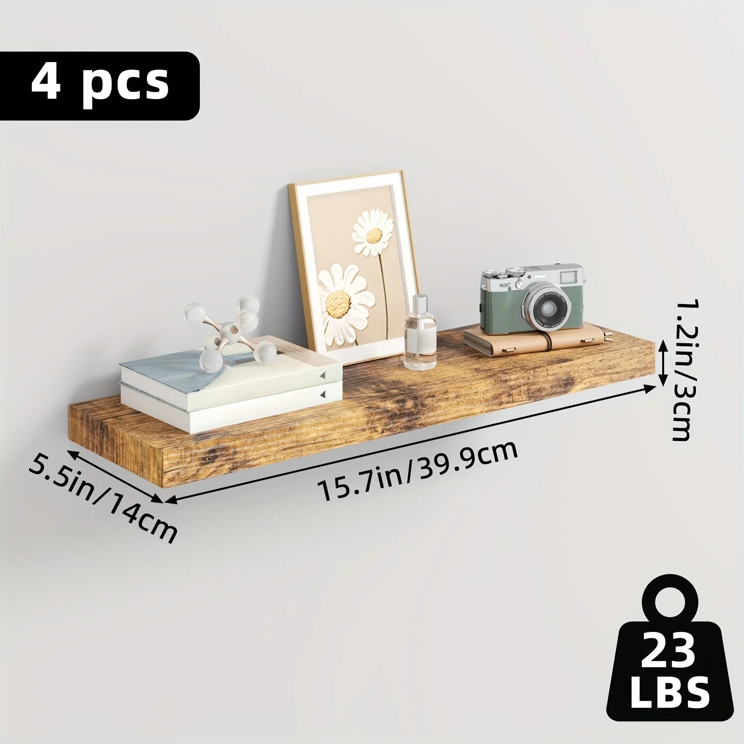 Floating Wooden Wall-Mounted Shelves- TOMNK 2/4/6pcs Set