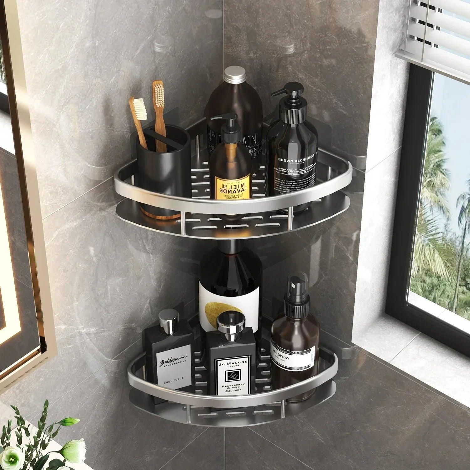 Bathroom Storage Organizer Aluminum Alloy Shelf Rack